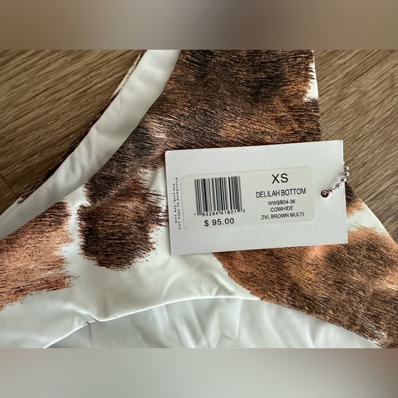 WeWoreWhat Delilah Bikini Bottom in Cow Hide Brown NWT - Picture 6 of 7
